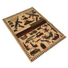 War Area Rug Handmade Beige Helicopter + Weapon + Tank 2x4