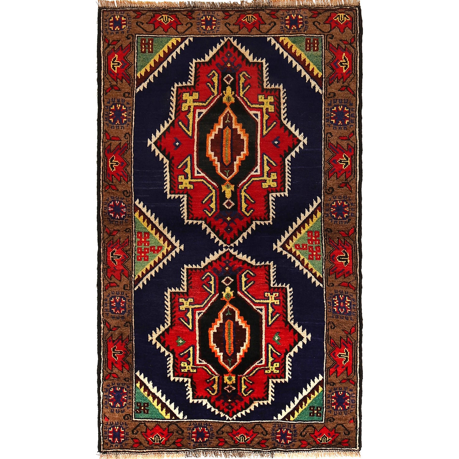 Baluchi Rug Handmade Multi Geometric 3x5 ft