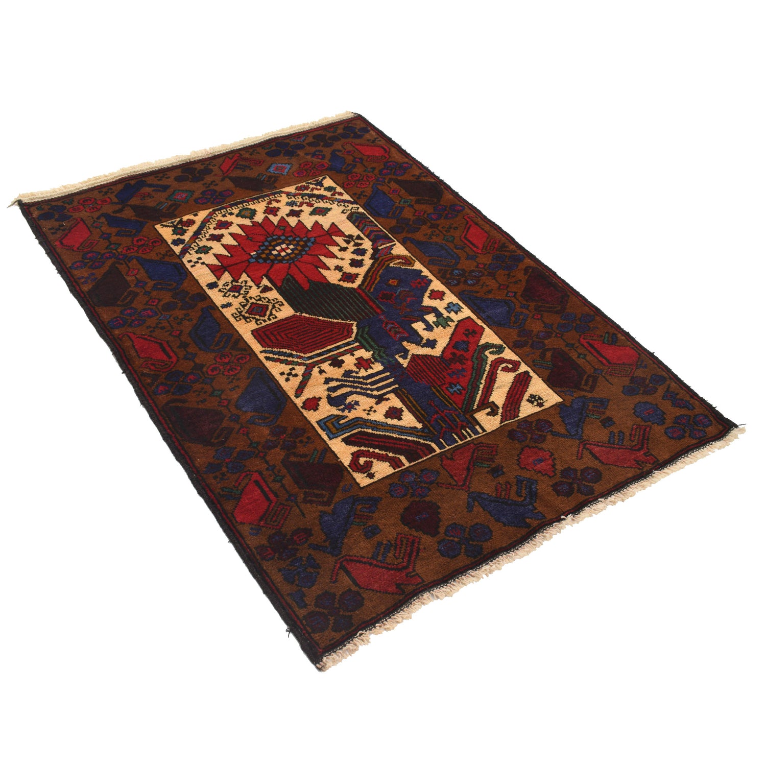 Baluchi Rug Handmade Multi Geometric 3x5 ft