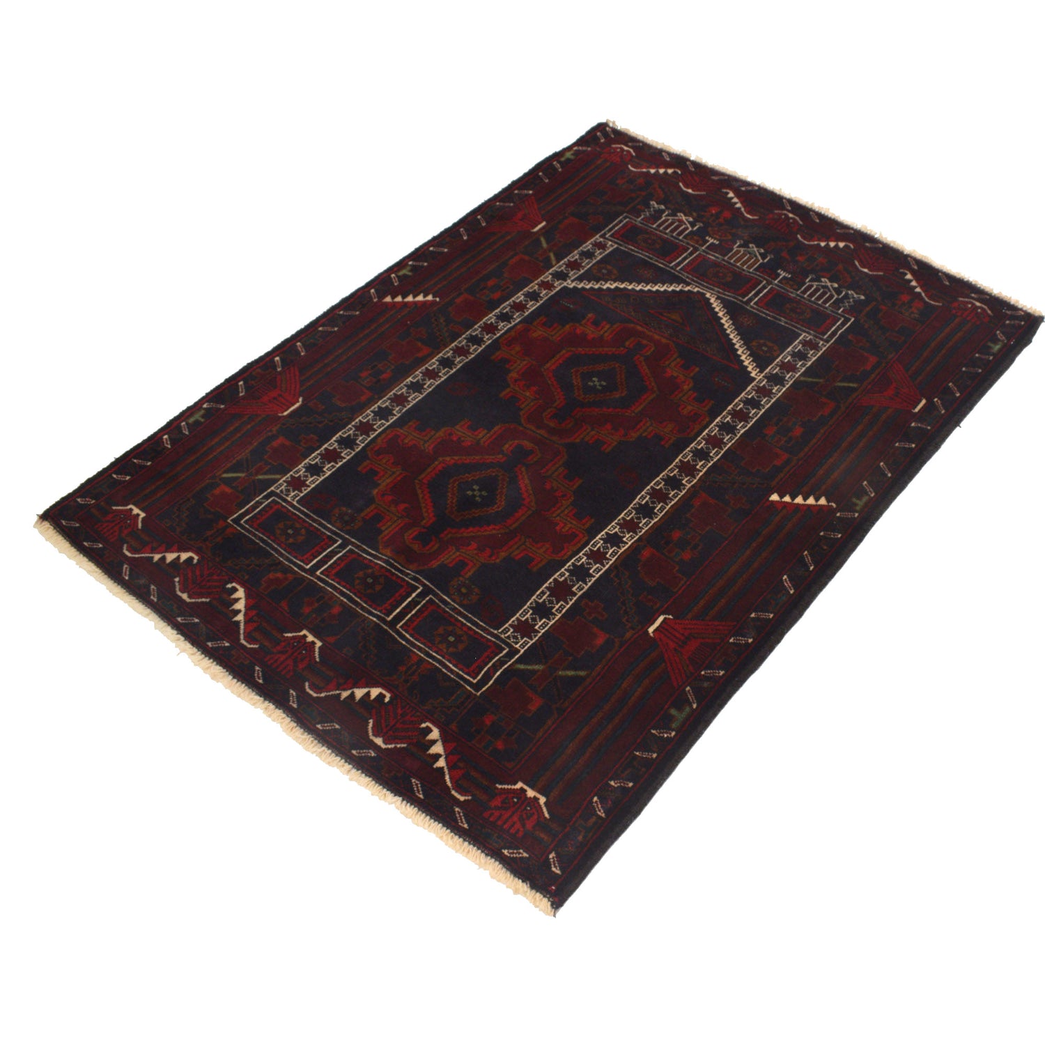 Baluchi Rug Handmade Multi Prayer Design 2x4 ft