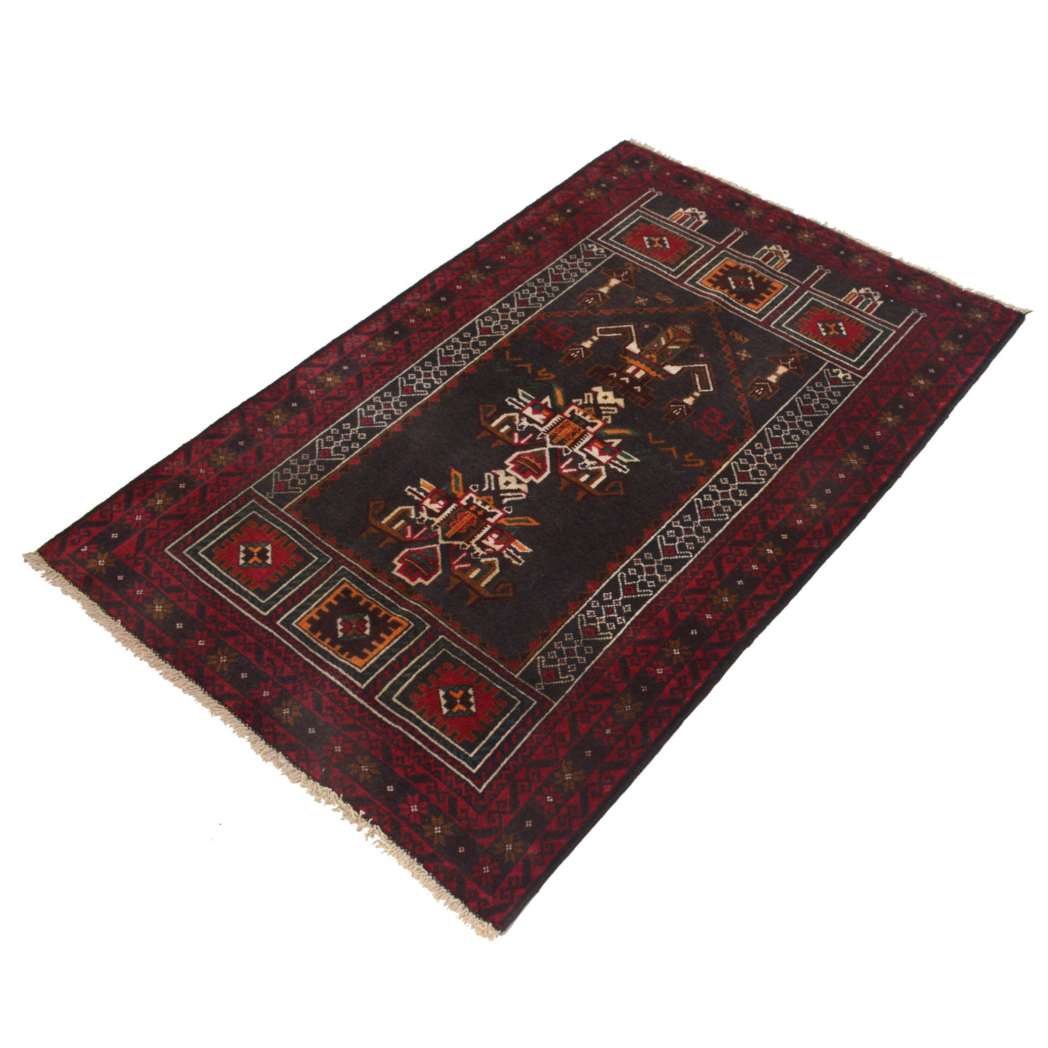 Baluchi Rug Handmade Multi Prayer Design 3x5 ft