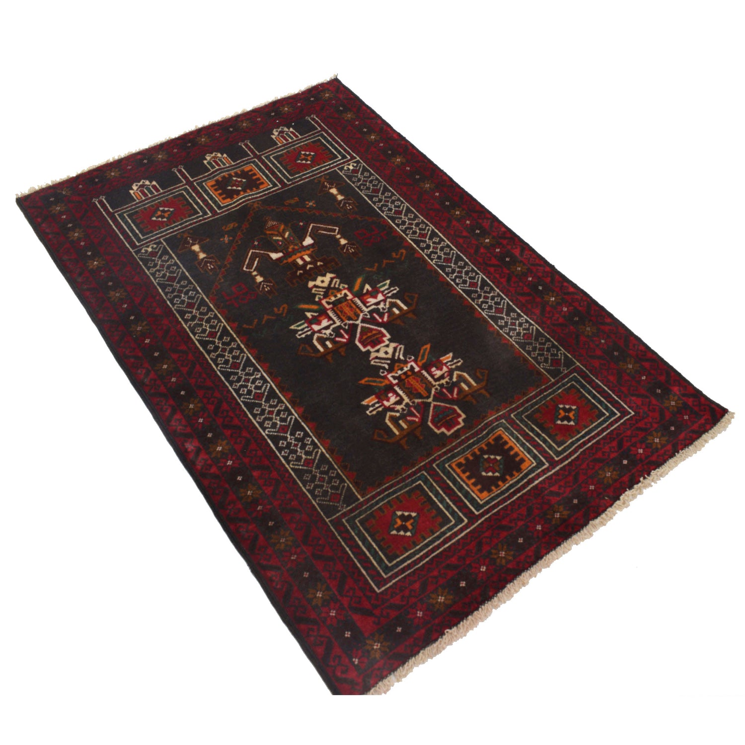 Baluchi Rug Handmade Multi Prayer Design 3x5 ft