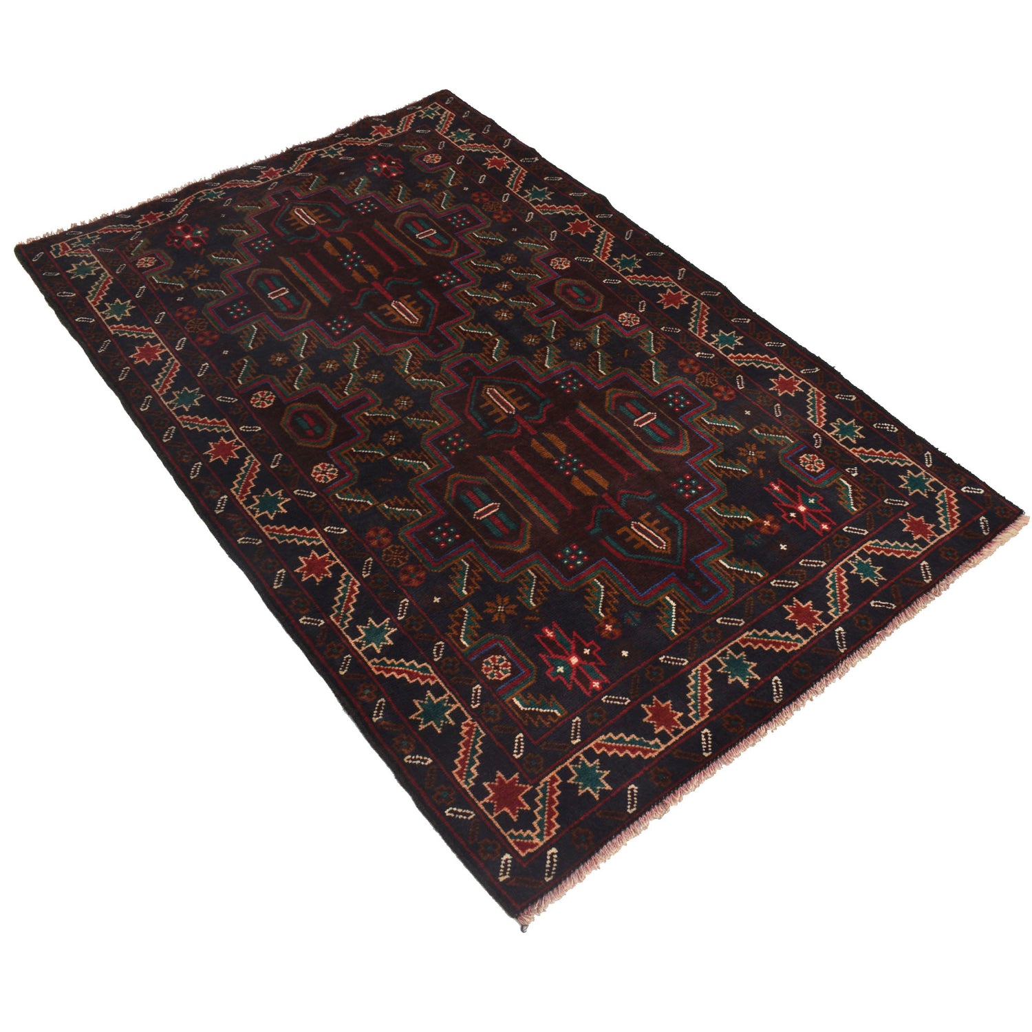 Baluchi Rug Handmade Multi Geometric 3x5 ft