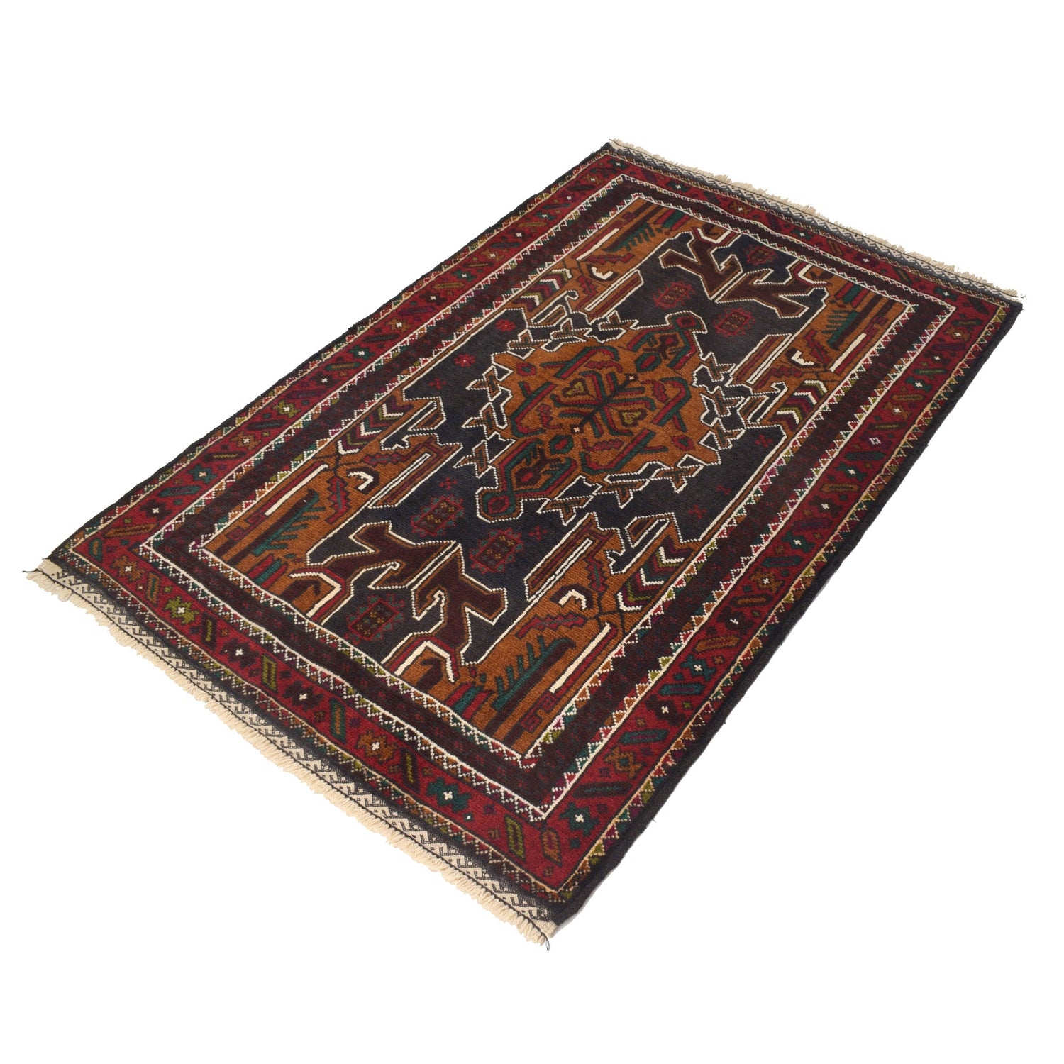 Baluchi Rug Handmade Multi Geometric 3x5 ft