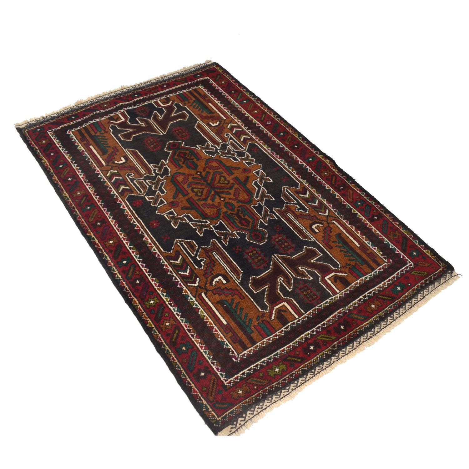 Baluchi Rug Handmade Multi Geometric 3x5 ft