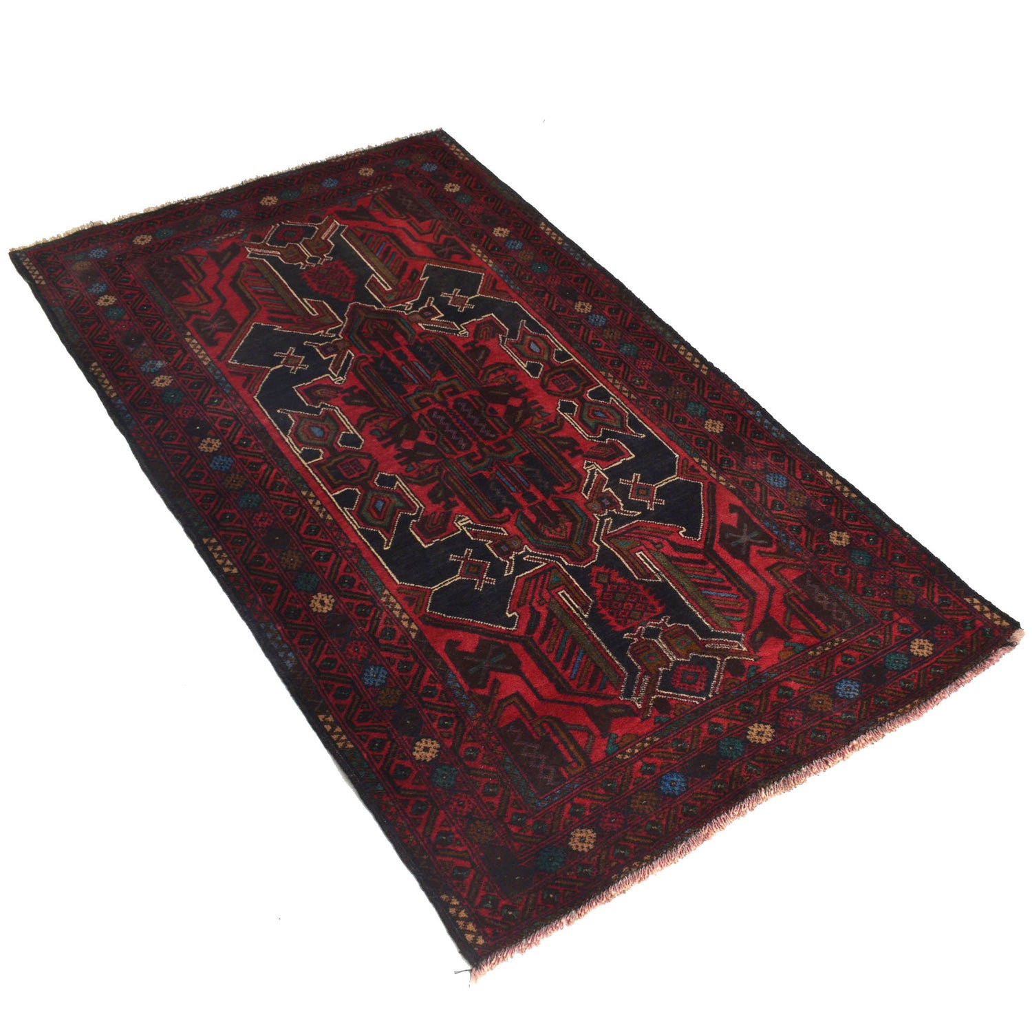 Baluchi Rug Handmade Multi Geometric 3x5 ft