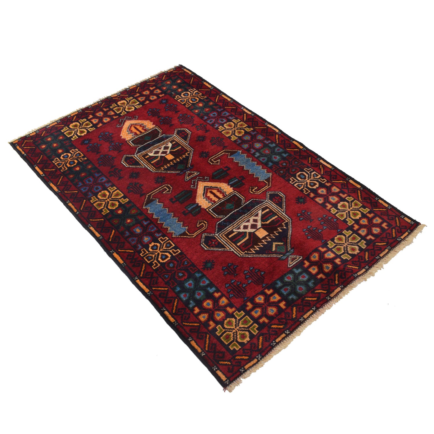 Baluchi Rug Handmade Multi Geometric 3x5 ft
