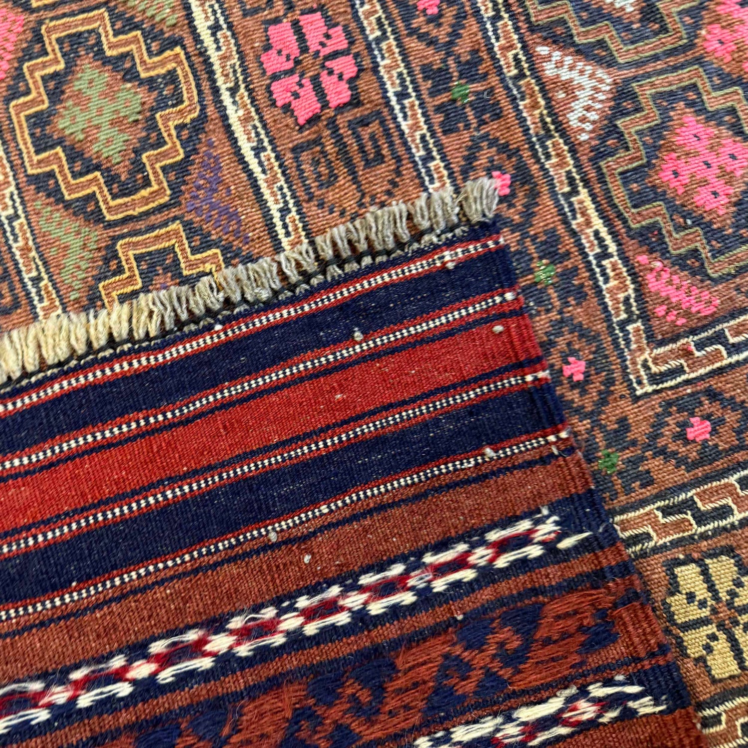 Laghari Kilim Area Rug Handmade Multi Geometric 4x7 ft