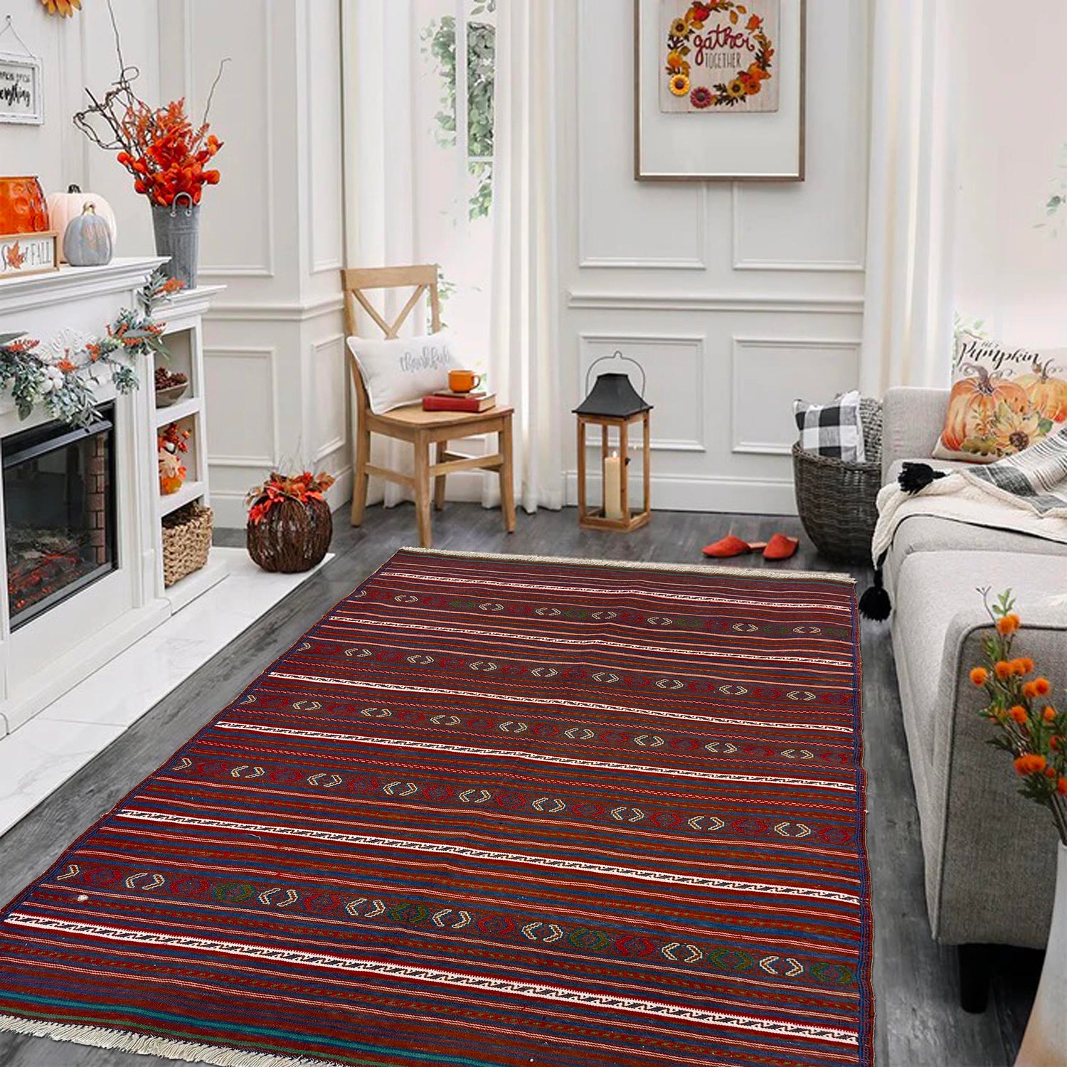 Laghari Kilim Area Rug Handmade Multi Geometric 3x5 ft