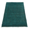 Overdyed Area Rug Handmade Blue Geometric 2x4 ft