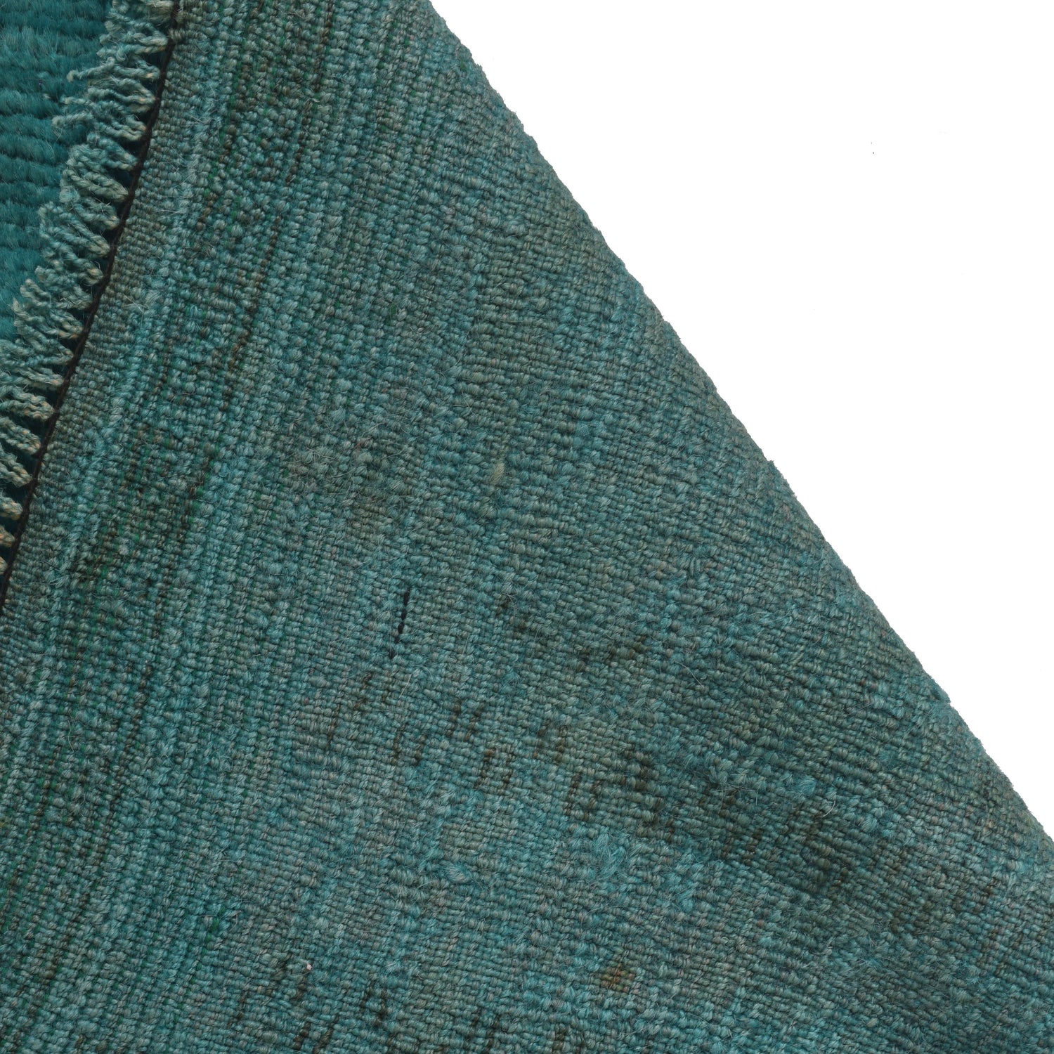 Overdyed Area Rug Handmade Blue Geometric 2x4 ft