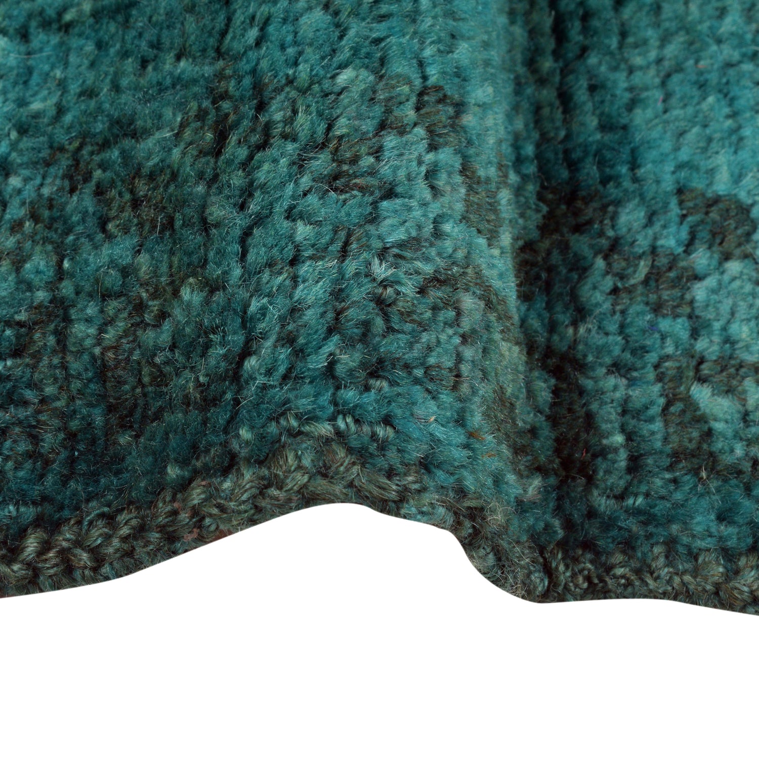 Overdyed Area Rug Handmade Blue Geometric 2x4 ft