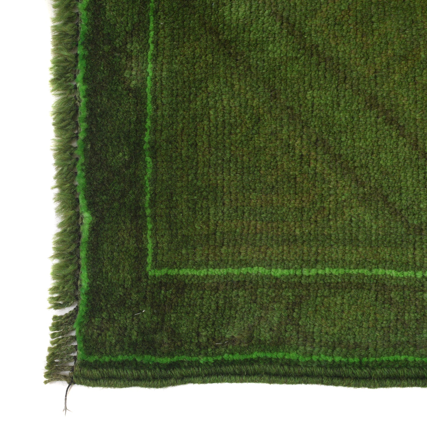 Overdyed Area Rug Handmade Green Geometric 3x5 ft