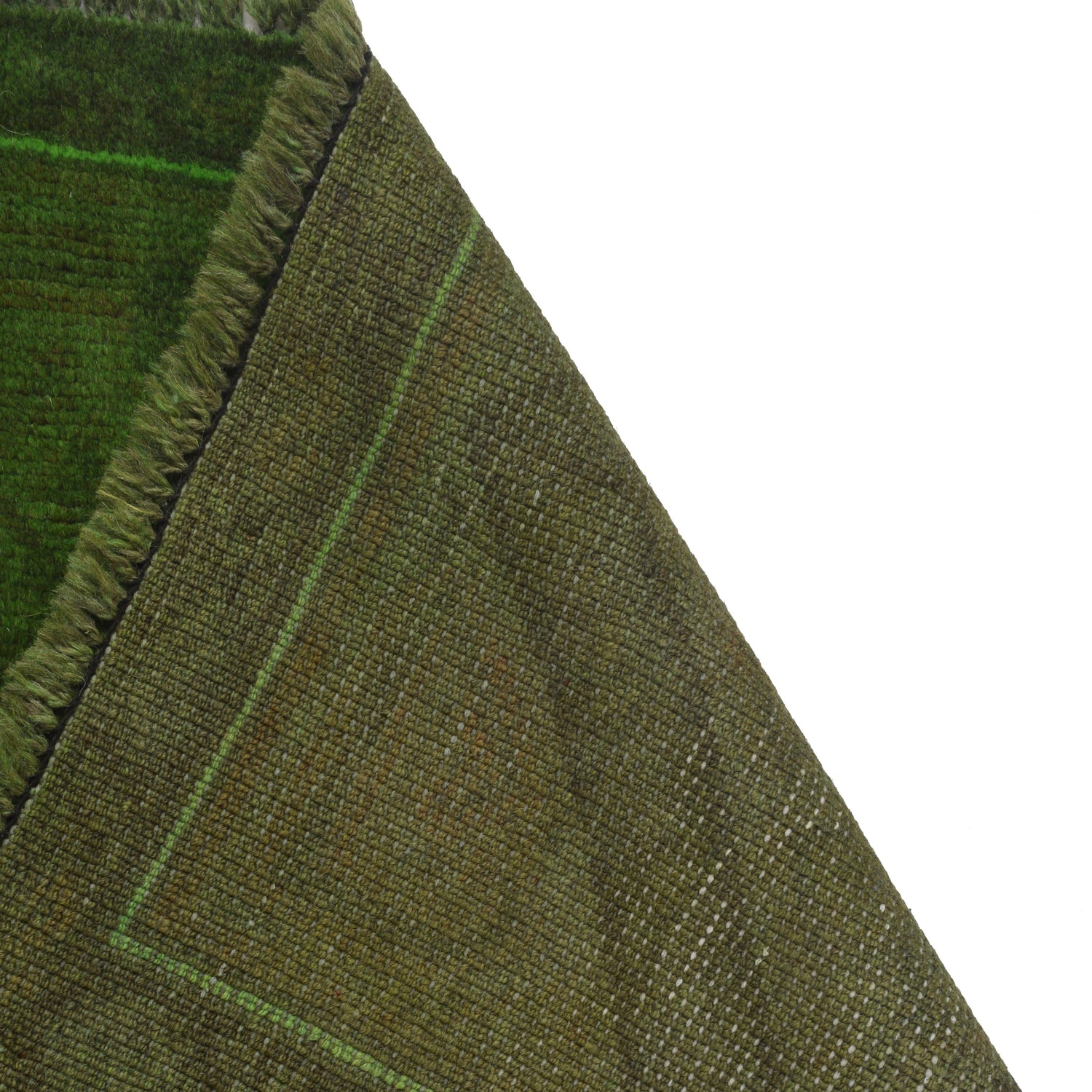 Overdyed Area Rug Handmade Green Geometric 3x5 ft