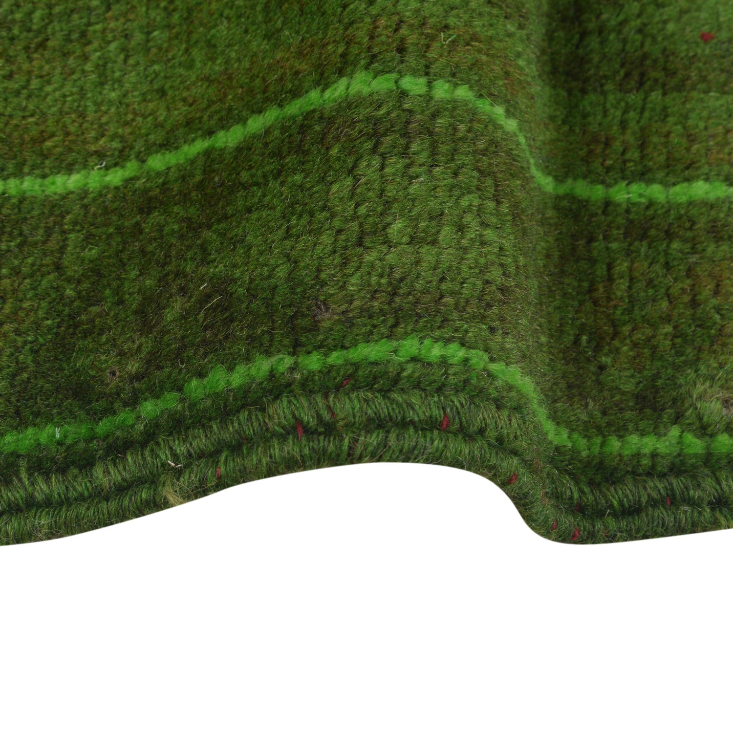 Overdyed Area Rug Handmade Green Geometric 3x5 ft