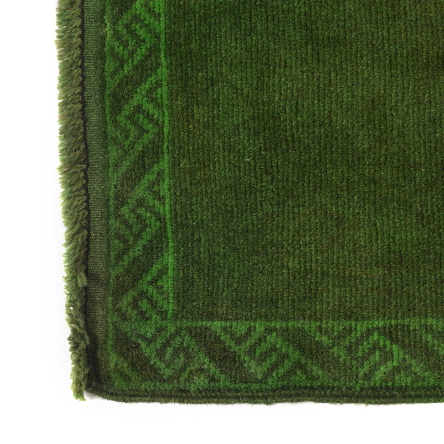 Overdyed Area Rug Handmade Green Geometric 3x5 ft