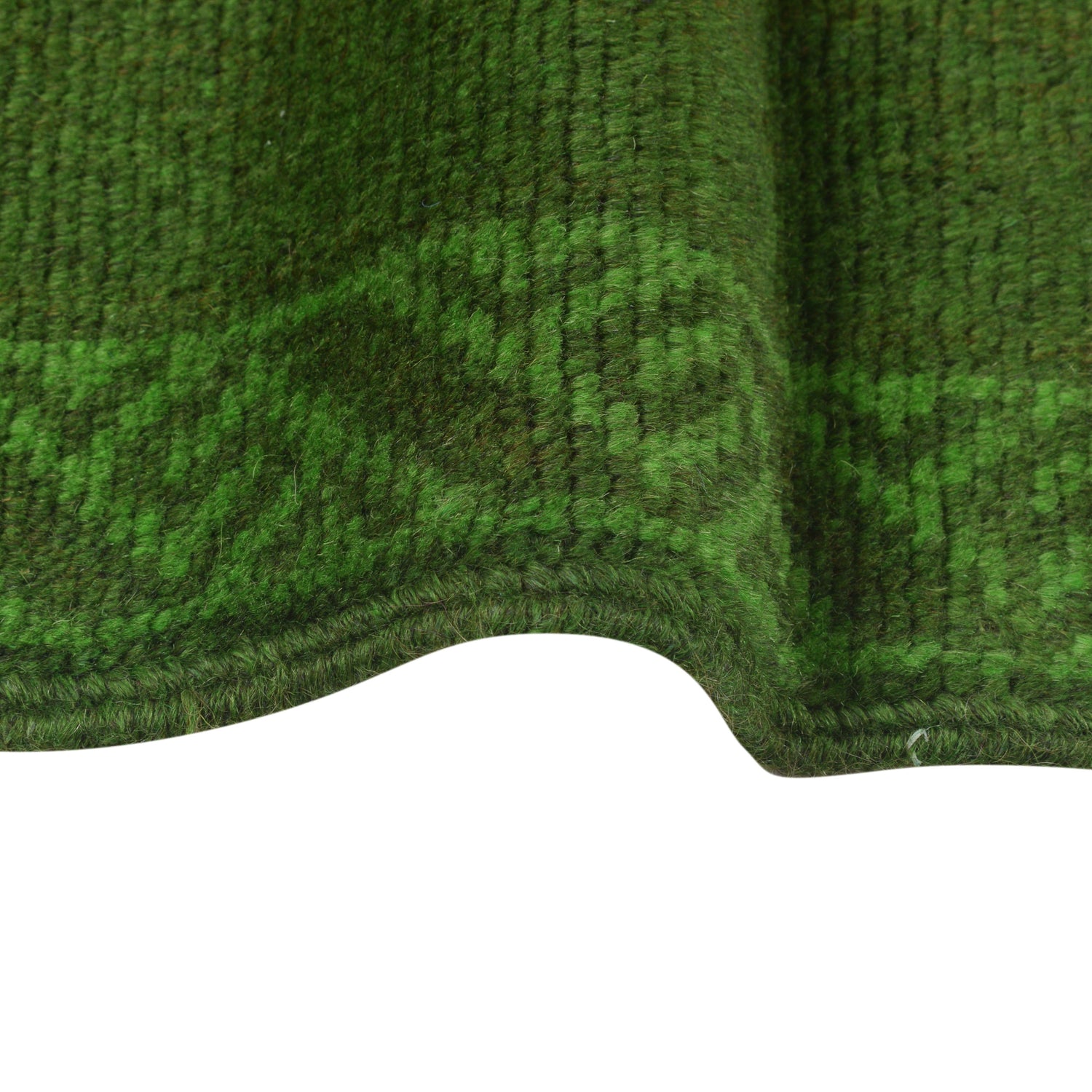 Overdyed Area Rug Handmade Green Geometric 3x5 ft