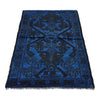 Overdyed Area Rug Handmade Blue Geometric 2x4 ft