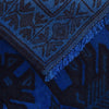 Overdyed Area Rug Handmade Blue Geometric 2x4 ft