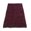 Overdyed Area Rug Handmade Purple Geometric 3x5 ft