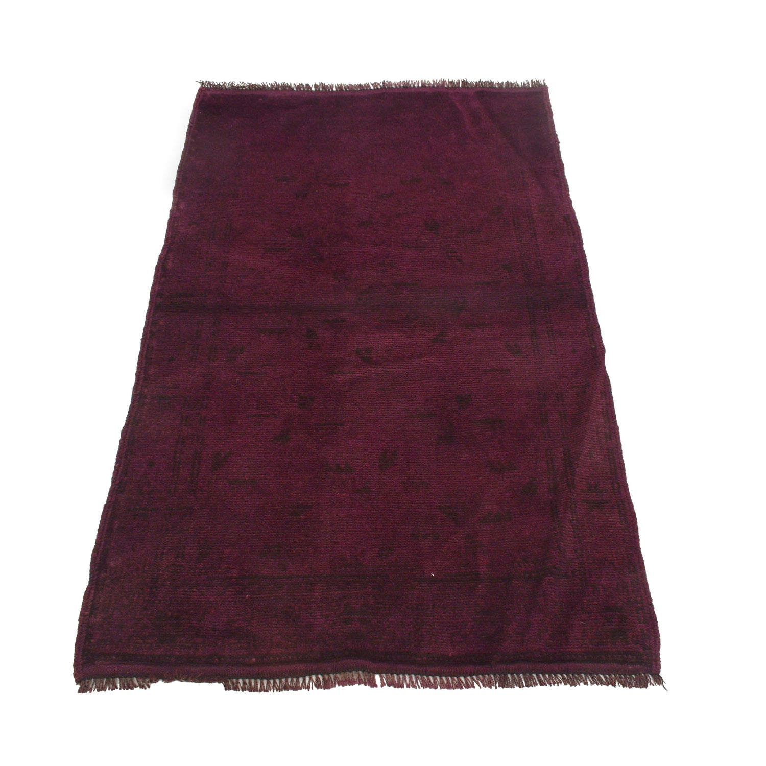Overdyed Area Rug Handmade Purple Geometric 3x5 ft