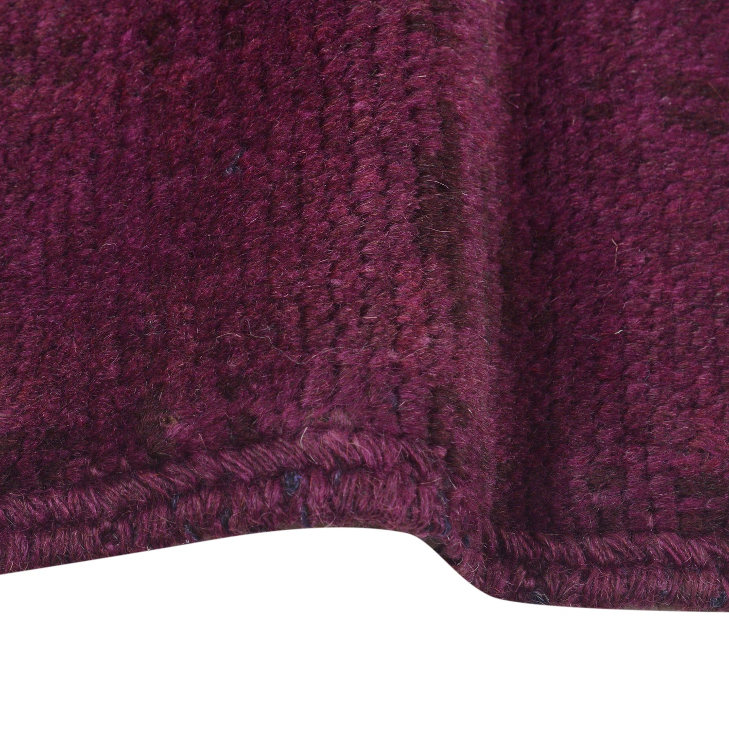 Overdyed Area Rug Handmade Purple Geometric 3x5 ft