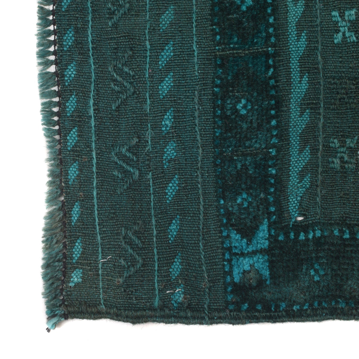 Overdyed Area Rug Handmade Green Geometric 3x5 ft