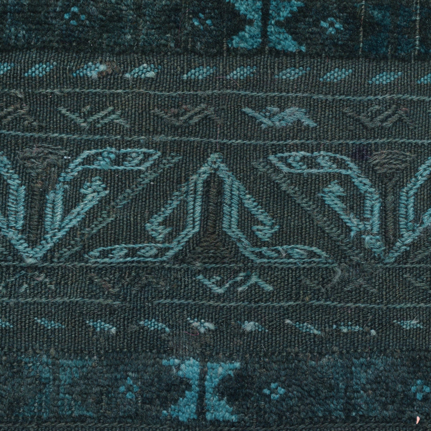 Overdyed Area Rug Handmade Green Geometric 3x5 ft