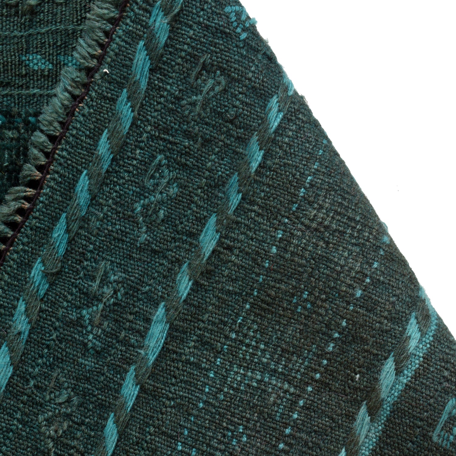Overdyed Area Rug Handmade Green Geometric 3x5 ft