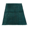 Overdyed Area Rug Handmade Blue Geometric 2x4 ft