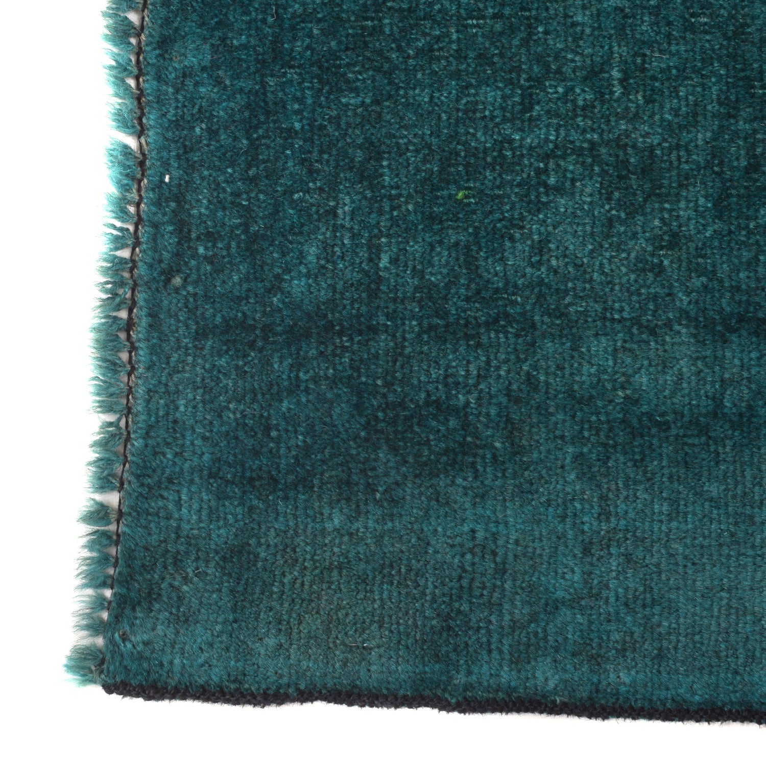 Overdyed Area Rug Handmade Blue Geometric 2x4 ft