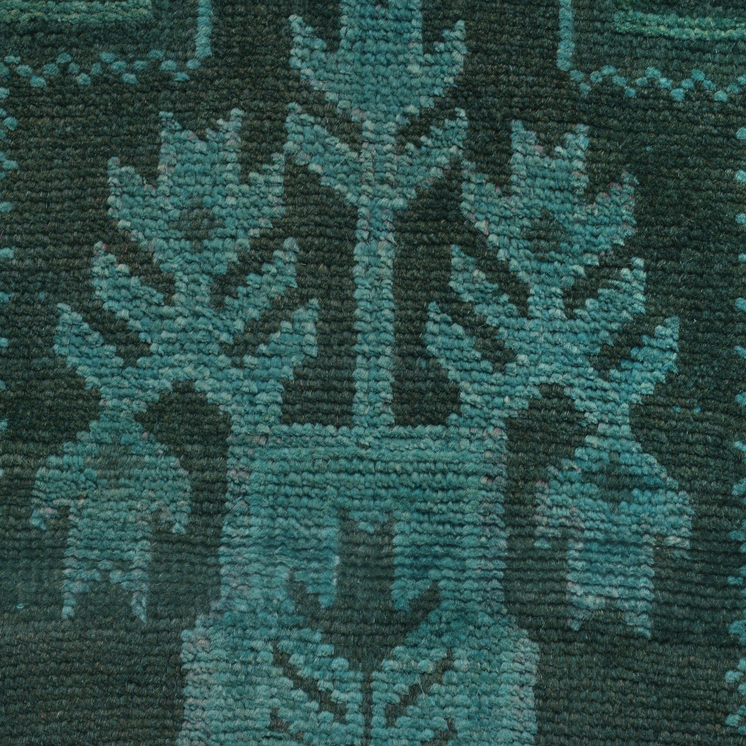 Overdyed Area Rug Handmade Blue Geometric 2x4 ft