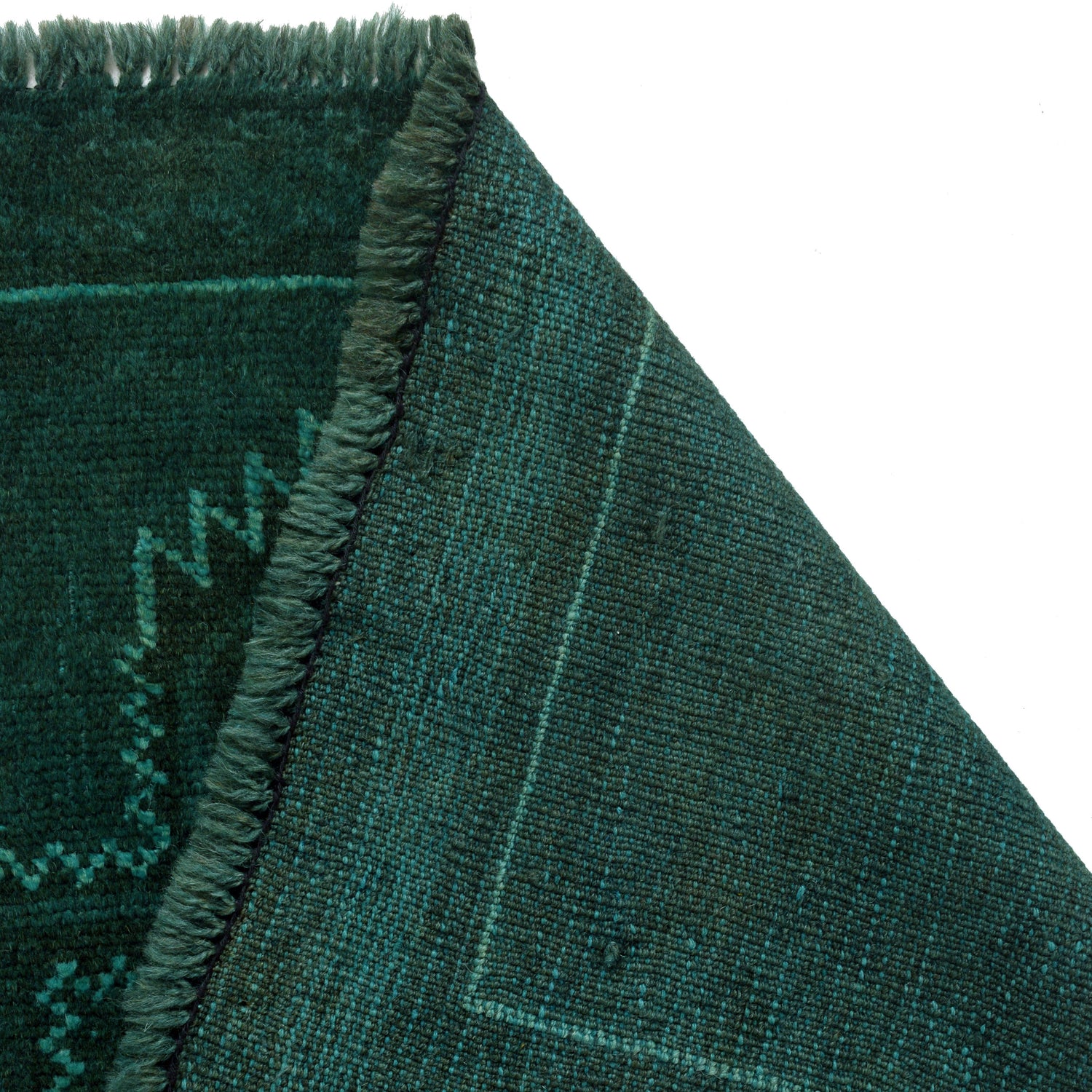 Overdyed Area Rug Handmade Blue Geometric 2x4 ft