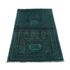 Overdyed Area Rug Handmade Blue Geometric 3x5 ft