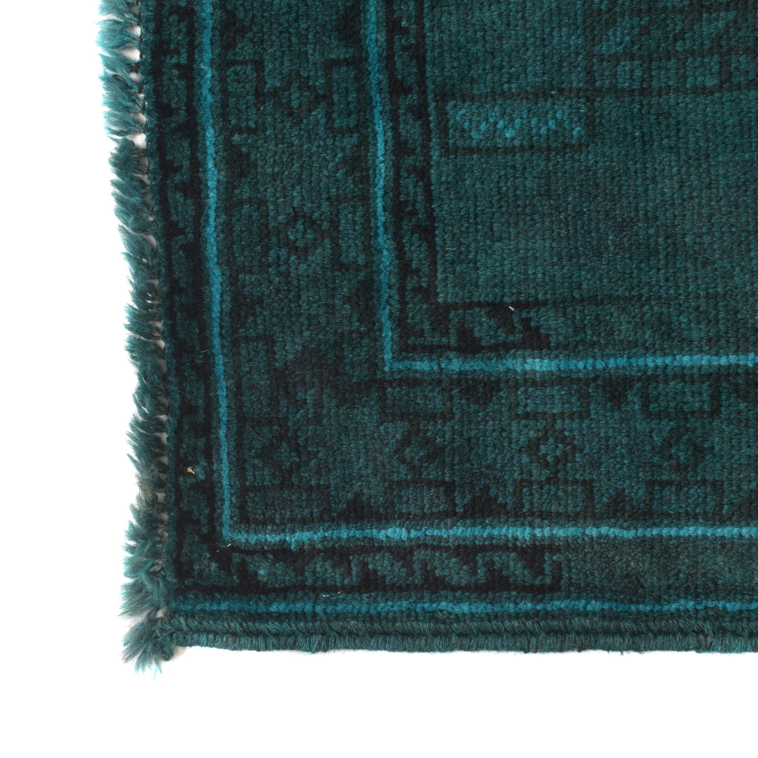 Overdyed Area Rug Handmade Blue Geometric 3x5 ft