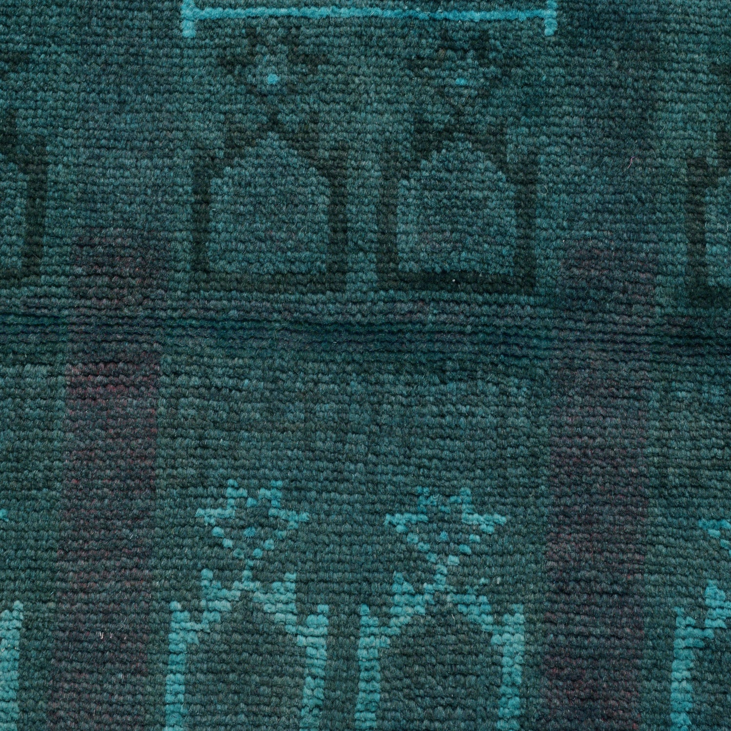 Overdyed Area Rug Handmade Blue Geometric 3x5 ft