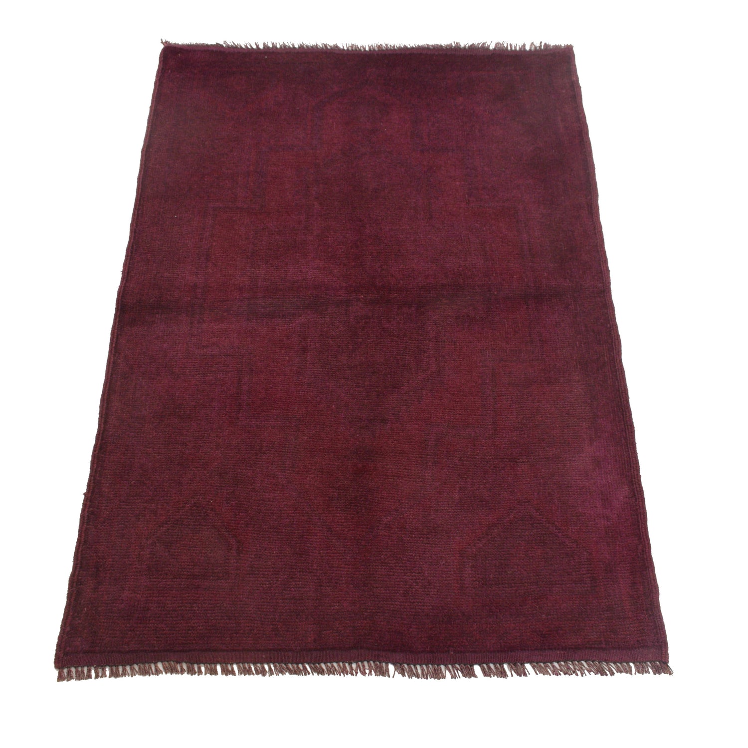 Overdyed Area Rug Handmade Purple Geometric 3x5 ft