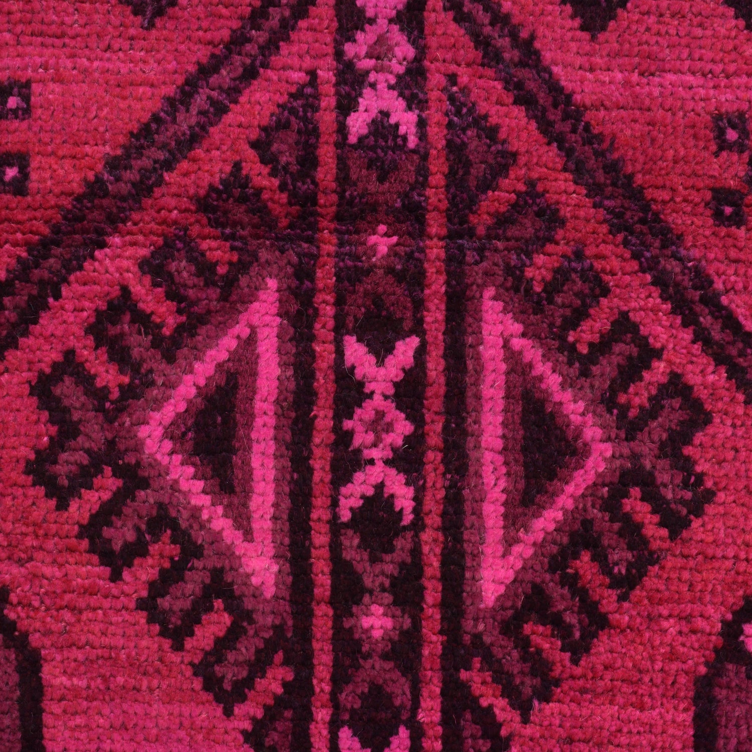 Overdyed Area Rug Handmade Pink Geometric 3x5 ft