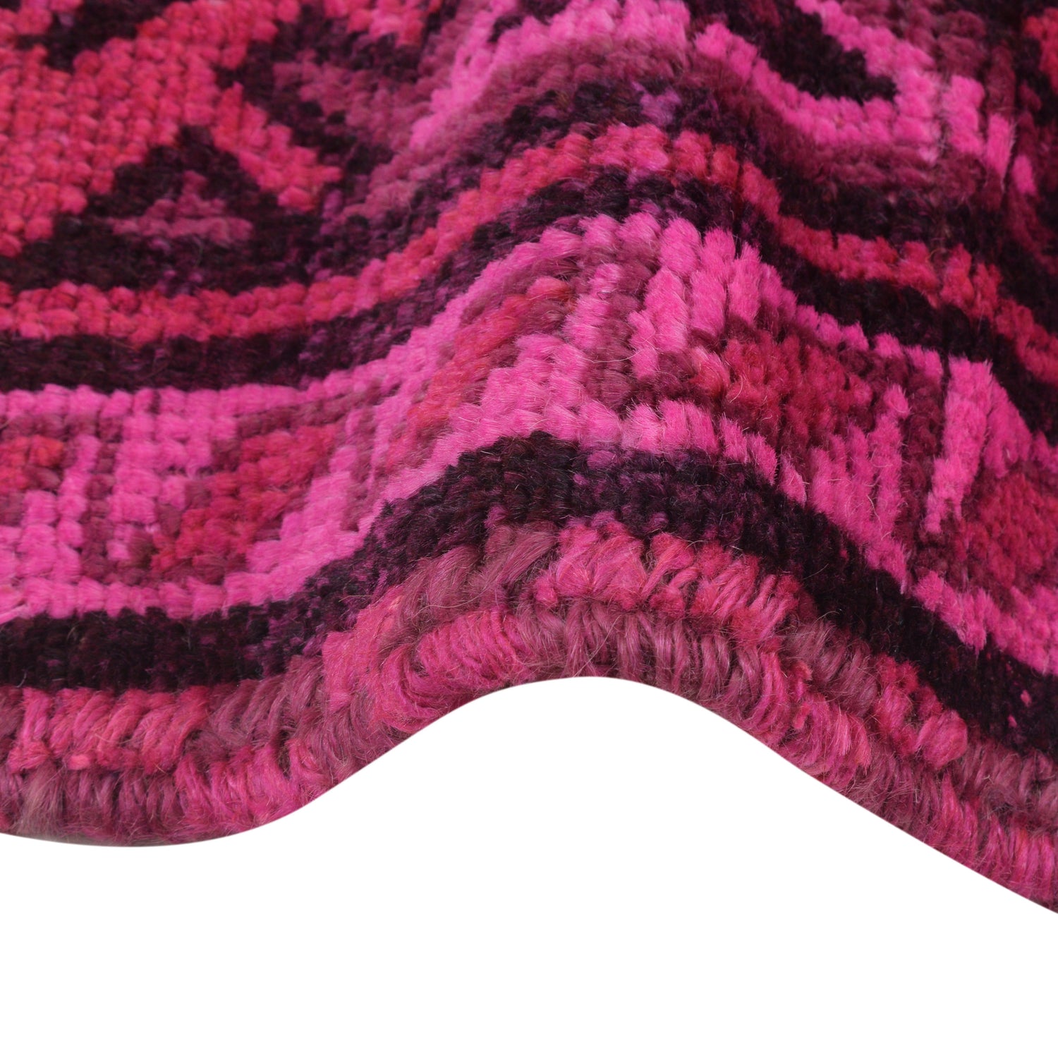 Overdyed Area Rug Handmade Pink Geometric 3x5 ft