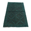 Overdyed Area Rug Handmade Blue Geometric 2x4 ft