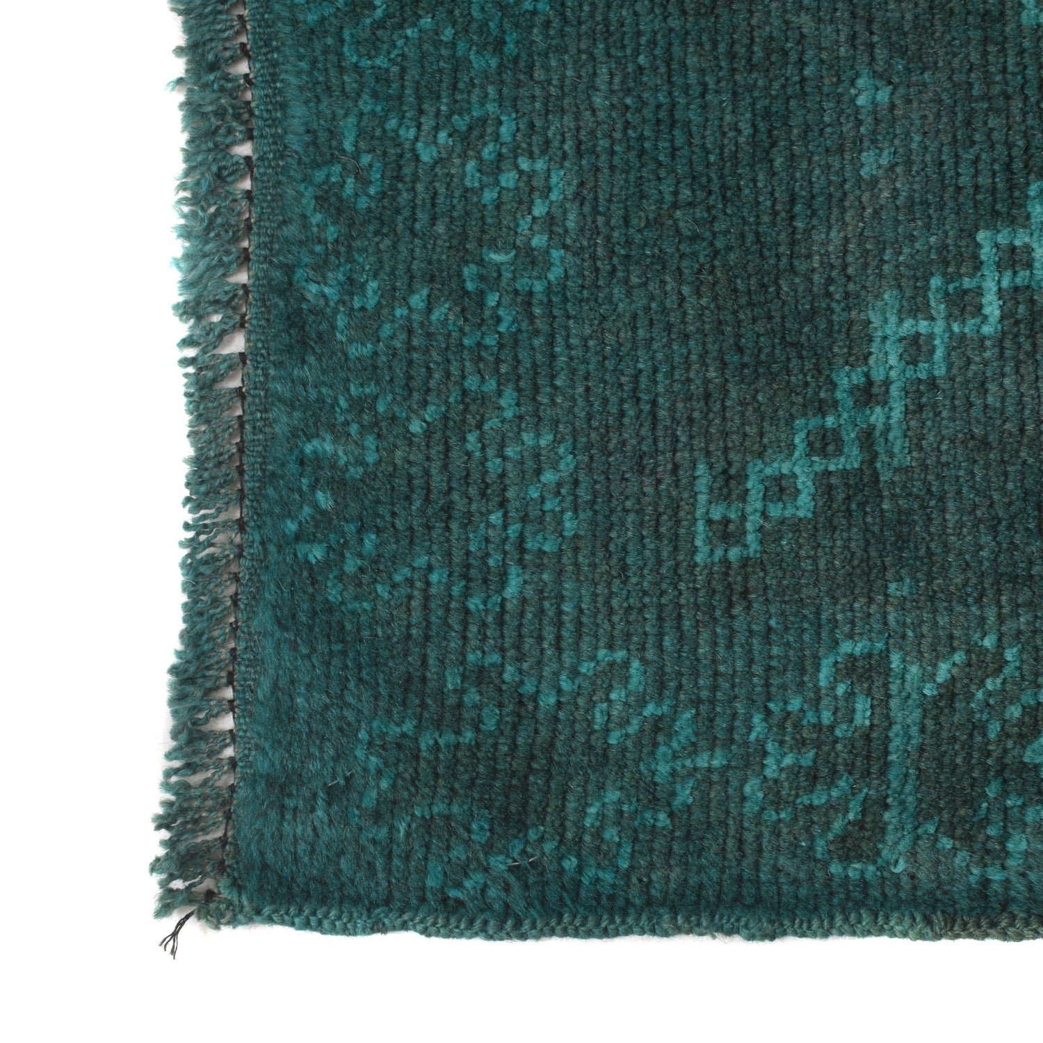 Overdyed Area Rug Handmade Blue Geometric 2x4 ft