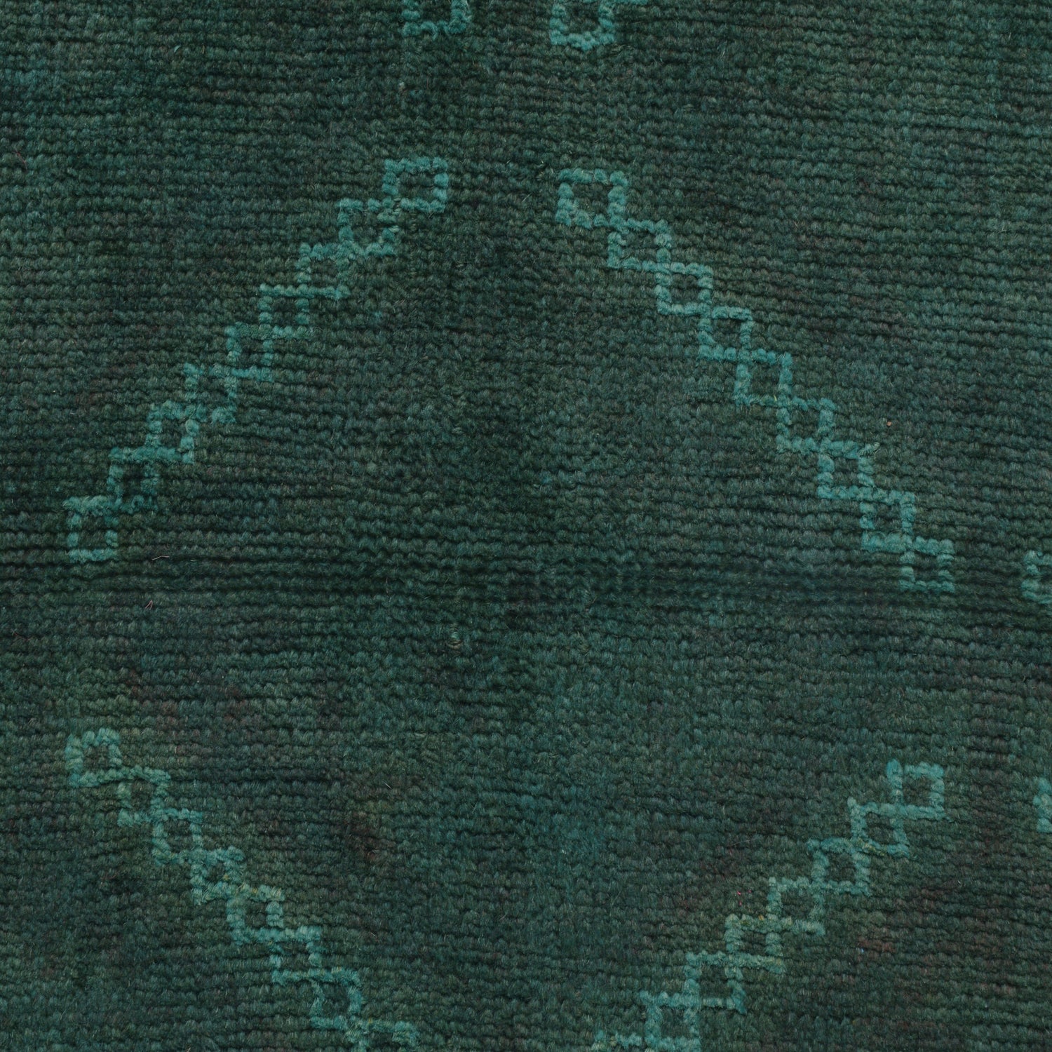Overdyed Area Rug Handmade Blue Geometric 2x4 ft