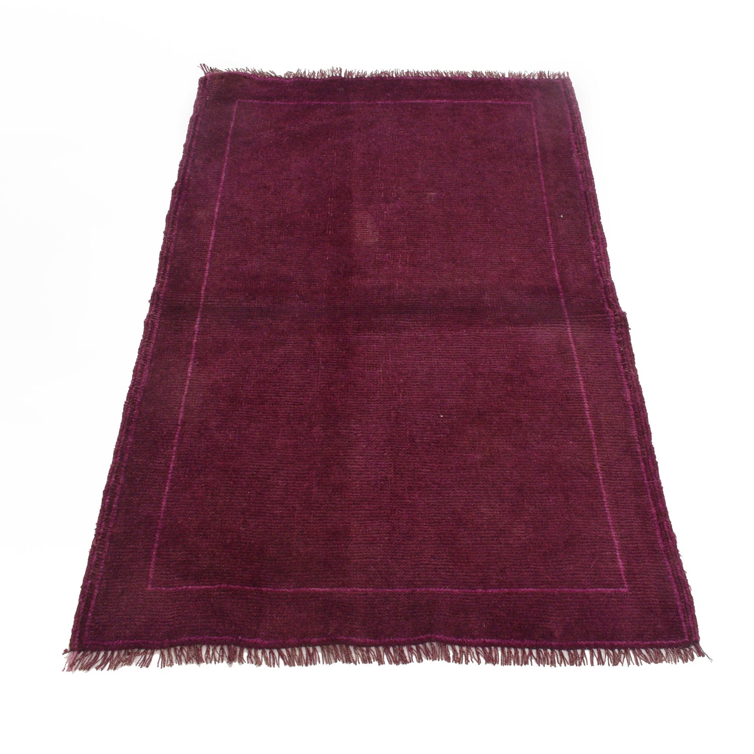 Overdyed Area Rug Handmade Purple Geometric 3x5 ft