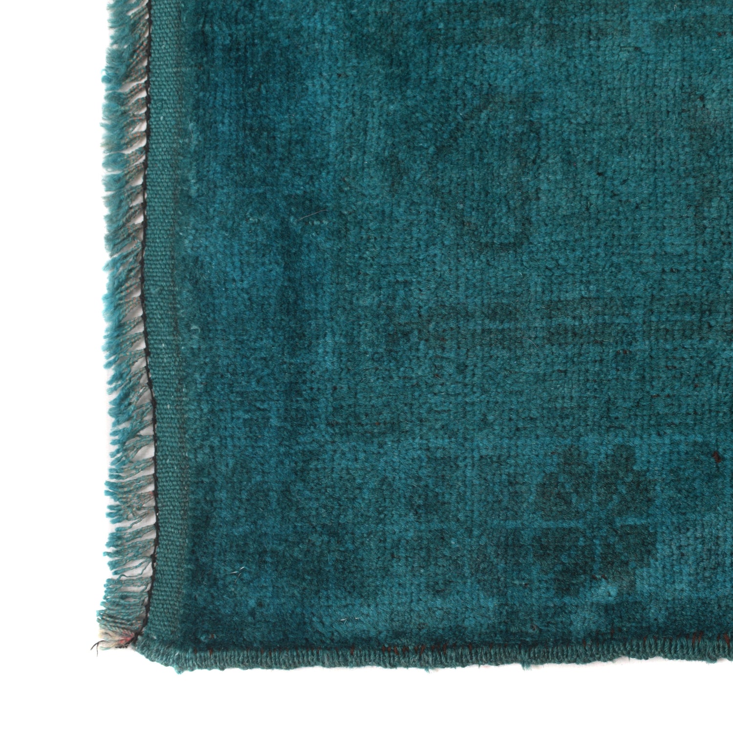 Overdyed Area Rug Handmade Blue Geometric 2x4 ft