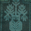 Overdyed Area Rug Handmade Blue Geometric 2x4 ft