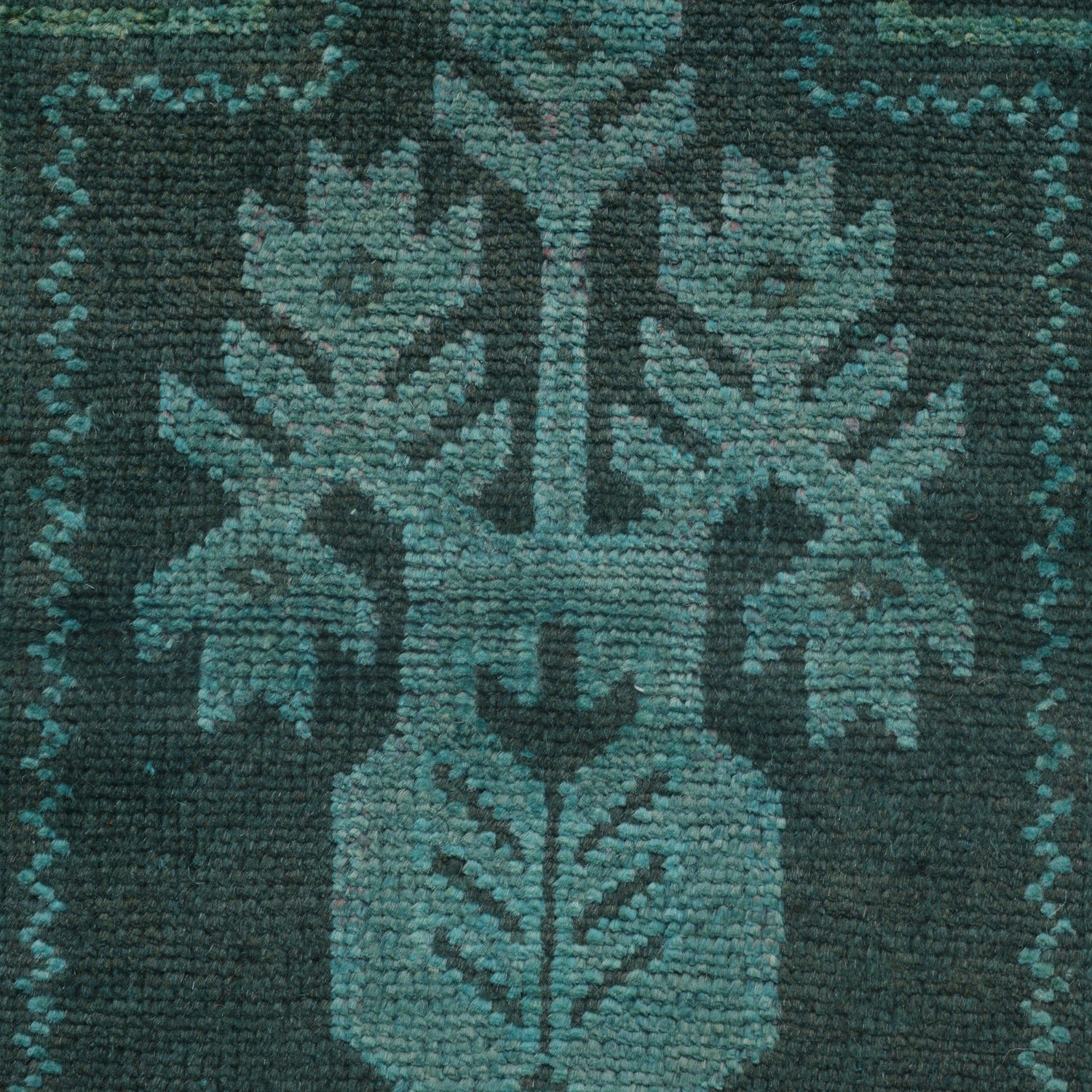 Overdyed Area Rug Handmade Blue Geometric 2x4 ft