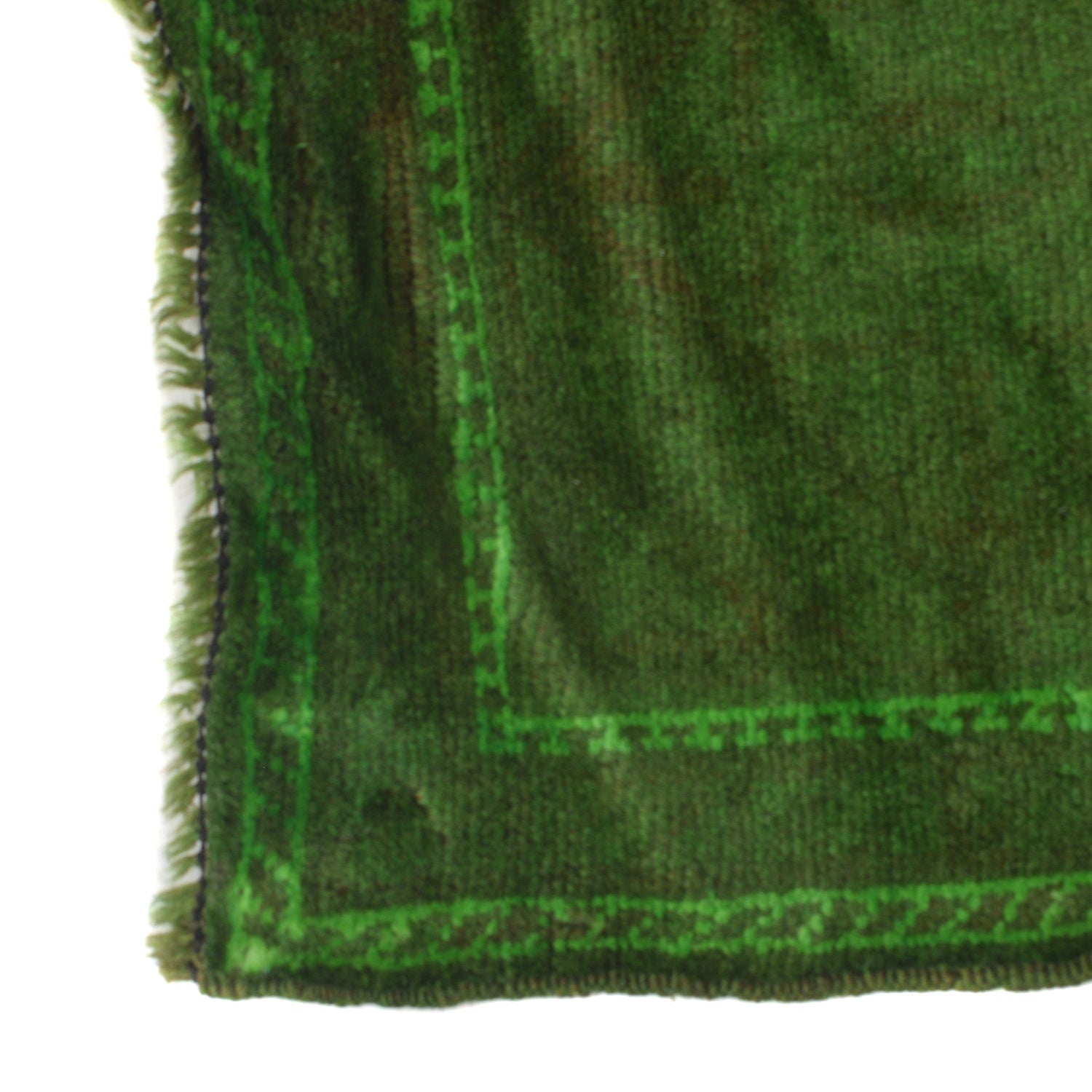 Overdyed Area Rug Handmade Green Geometric 2x4 ft