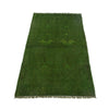 Overdyed Area Rug Handmade Green Geometric 3x5 ft
