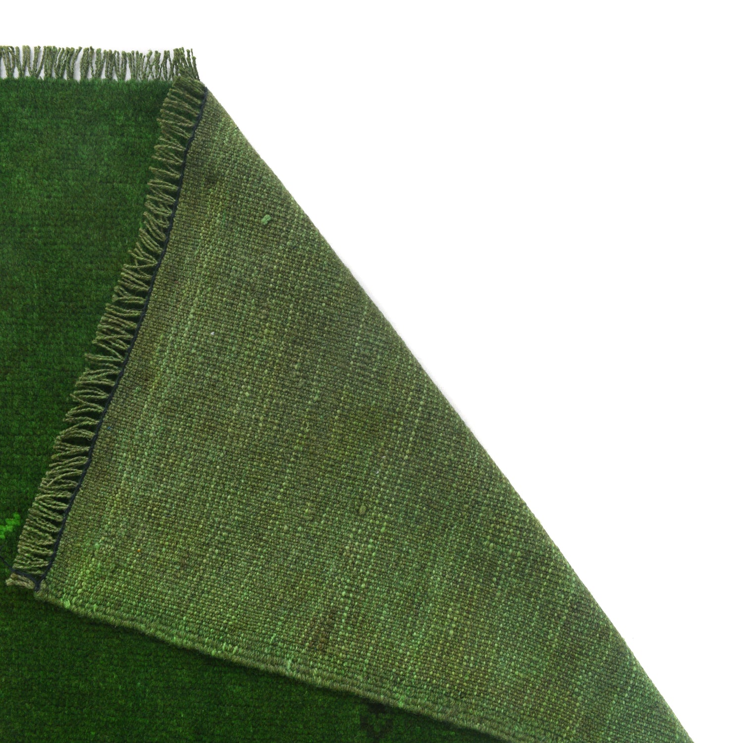 Overdyed Area Rug Handmade Green Geometric 3x5 ft