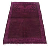 Overdyed Area Rug Handmade Purple Geometric 2x4 ft